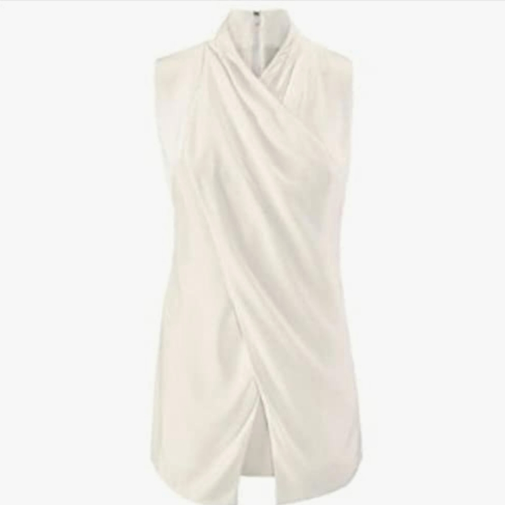 Cabi Ivory Wraparound Sleeveless Tunic top 3259